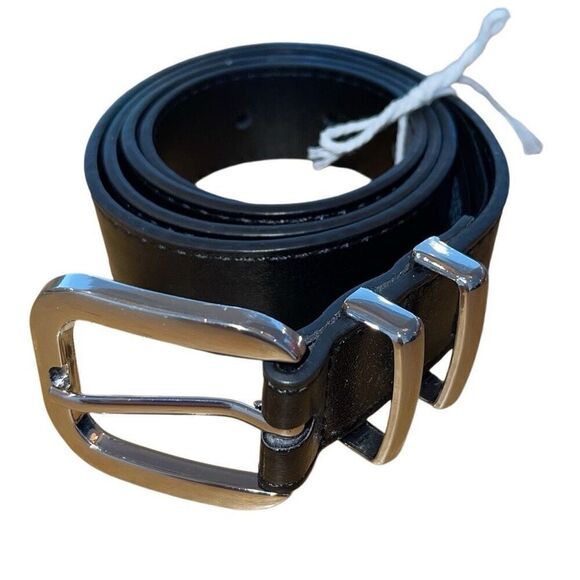 Mango MNG  Womens Square Silver Buckle Belt Black Size Small - Picture 1 of 5